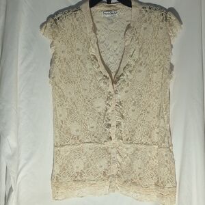 NorthStyle Cream Ruffled Buttoned Blouse